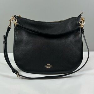 Coach Chelsea 32 Hobo Black Pebble Leather Shoulder Bag&Crossbody Gold Hardware
